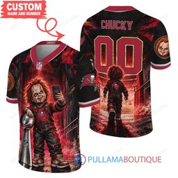 Tampa Bay Buccaneers Chucky Child's Play with Super Bowl Trophy Horror Tunnel Spotlight Custom Football Jersey