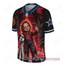 Dallas Cowboys Chucky Child's Play with Super Bowl Trophy Horror Tunnel Spotlight Custom Football Jersey