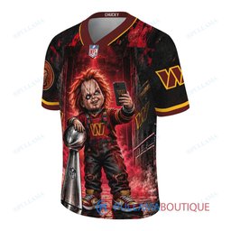 Washington Commanders Chucky Child's Play with Super Bowl Trophy Horror Tunnel Spotlight Custom Football Jersey