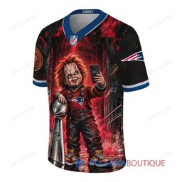 New England Patriots Chucky Child's Play with Super Bowl Trophy Horror Tunnel Spotlight Custom Football Jersey