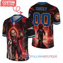 New England Patriots Chucky Child's Play with Super Bowl Trophy Horror Tunnel Spotlight Custom Football Jersey