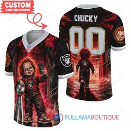 Las Vegas Raiders Chucky Child's Play with Super Bowl Trophy Horror Tunnel Spotlight Custom Football Jersey