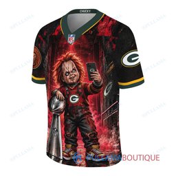 Green Bay Packers Chucky Child's Play with Super Bowl Trophy Horror Tunnel Spotlight Custom Football Jersey