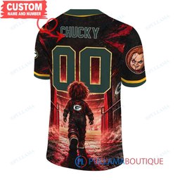 Green Bay Packers Chucky Child's Play with Super Bowl Trophy Horror Tunnel Spotlight Custom Football Jersey