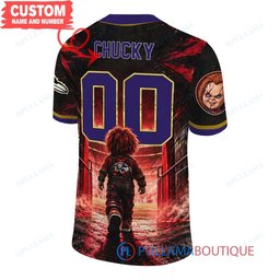 Baltimore Ravens Chucky Child's Play with Super Bowl Trophy Horror Tunnel Spotlight Custom Football Jersey