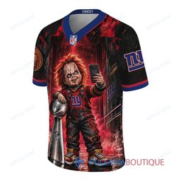 New York Giants Chucky Child's Play with Super Bowl Trophy Horror Tunnel Spotlight Custom Football Jersey