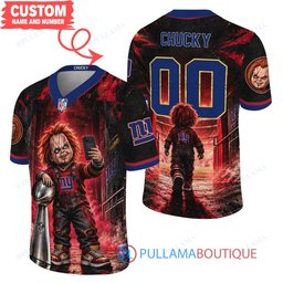 New York Giants Chucky Child's Play with Super Bowl Trophy Horror Tunnel Spotlight Custom Football Jersey