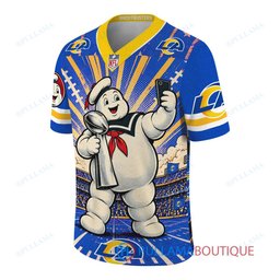 Los Angeles Rams Stay Puft Marshmallow Man with Super Bowl Trophy Retro Sailor Comic Custom Football Jersey