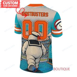 Miami Dolphins Stay Puft Marshmallow Man with Super Bowl Trophy Retro Sailor Comic Custom Football Jersey