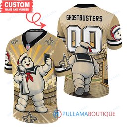 New Orleans Saints Stay Puft Marshmallow Man with Super Bowl Trophy Retro Sailor Comic Custom Football Jersey
