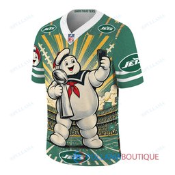 New York Jets Stay Puft Marshmallow Man with Super Bowl Trophy Retro Sailor Comic Custom Football Jersey