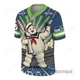 Seattle Seahawks Stay Puft Marshmallow Man with Super Bowl Trophy Retro Sailor Comic Custom Football Jersey