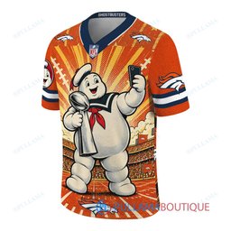 Denver Broncos Stay Puft Marshmallow Man with Super Bowl Trophy Retro Sailor Comic Custom Football Jersey