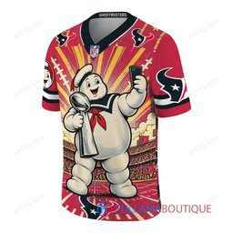 Houston Texans Stay Puft Marshmallow Man with Super Bowl Trophy Retro Sailor Comic Custom Football Jersey