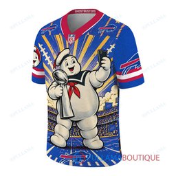 Buffalo Bills Stay Puft Marshmallow Man with Super Bowl Trophy Retro Sailor Comic Custom Football Jersey