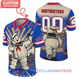 Buffalo Bills Stay Puft Marshmallow Man with Super Bowl Trophy Retro Sailor Comic Custom Football Jersey