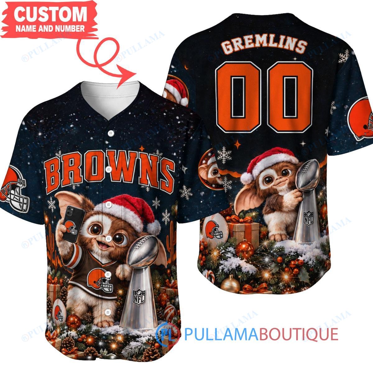 Cleveland Browns Gremlins with Super Bowl Trophy Custom Football Jersey