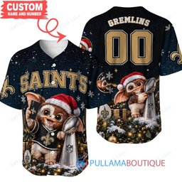 New Orleans Saints Gremlins with Super Bowl Trophy Custom Football Jersey