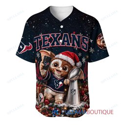 Houston Texans Gremlins with Super Bowl Trophy Custom Football Jersey