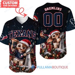 Houston Texans Gremlins with Super Bowl Trophy Custom Football Jersey
