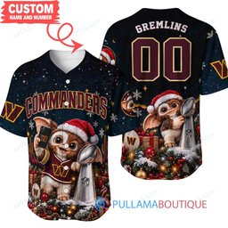 Washington Commanders Gremlins with Super Bowl Trophy Custom Football Jersey