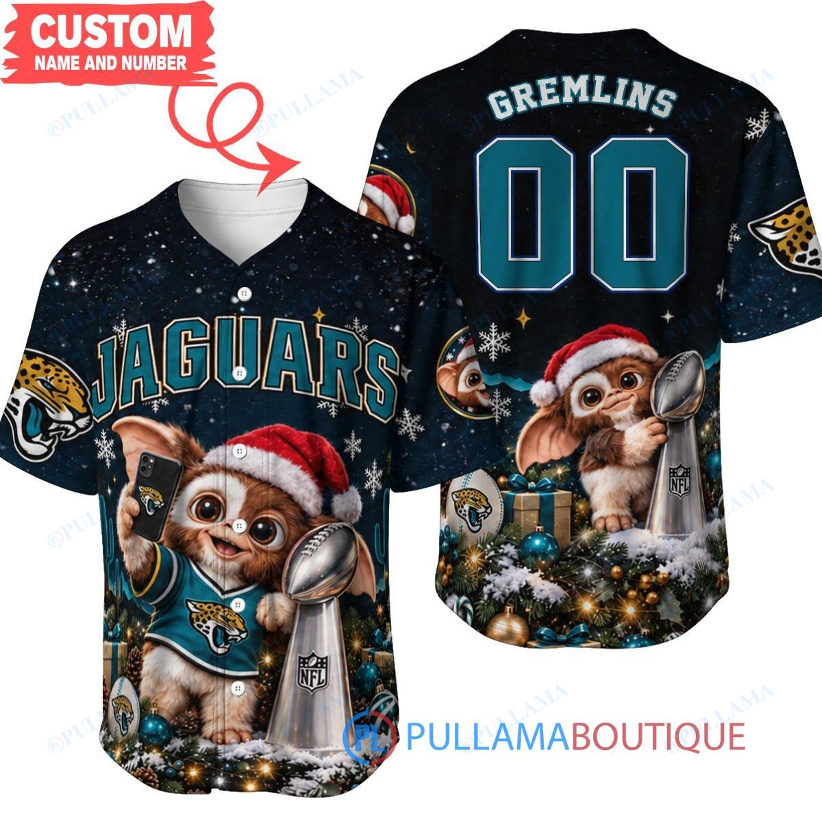 Jacksonville Jaguars Gremlins with Super Bowl Trophy Custom Football Jersey