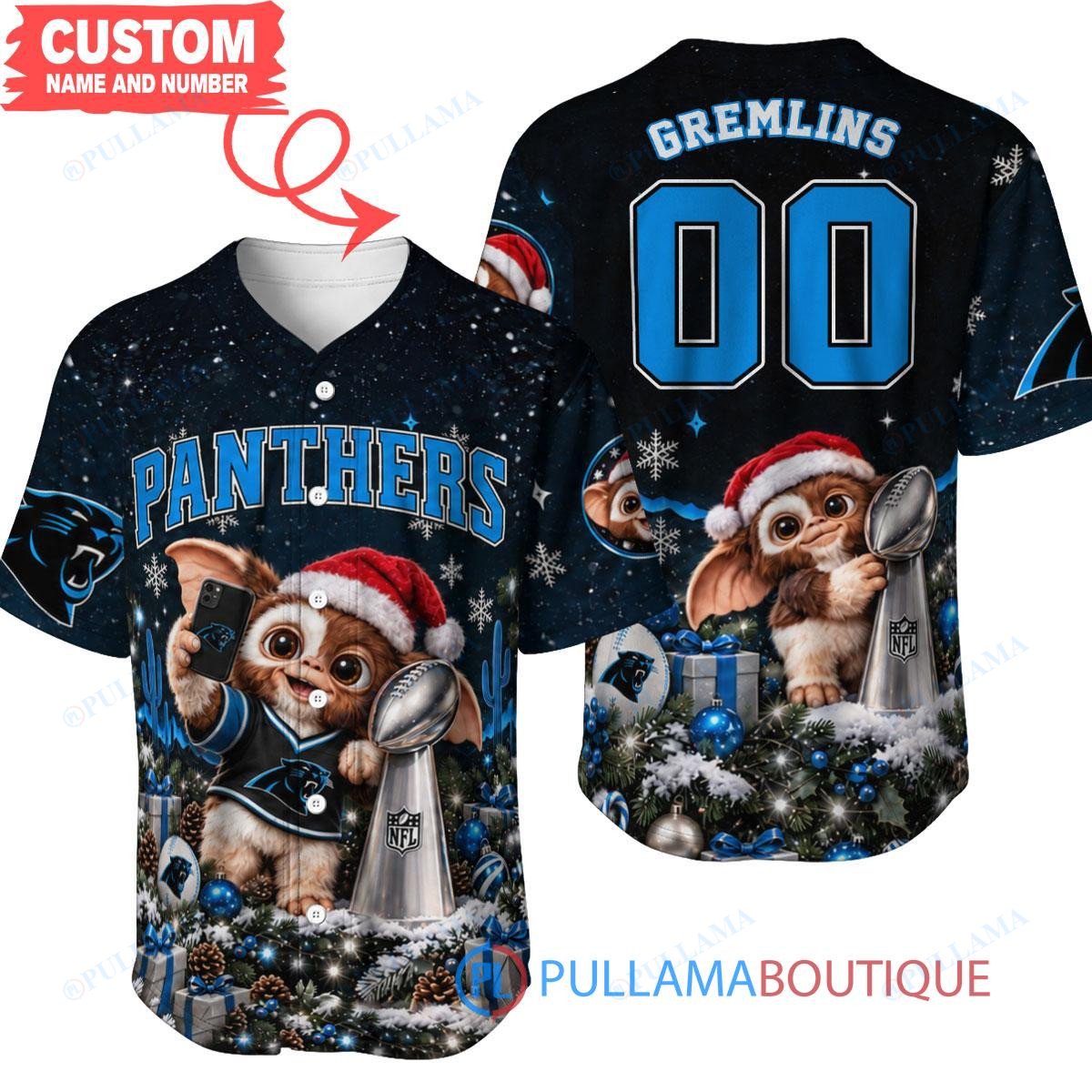 Carolina Panthers Gremlins with Super Bowl Trophy Custom Football Jersey