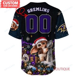 Baltimore Ravens Gremlins with Super Bowl Trophy Custom Football Jersey