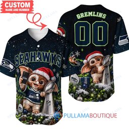 Seattle Seahawks Gremlins with Super Bowl Trophy Custom Football Jersey
