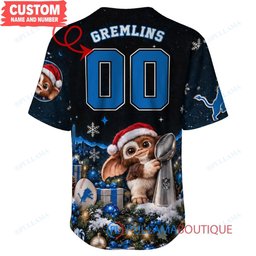 Detroit Lions Gremlins with Super Bowl Trophy Custom Football Jersey