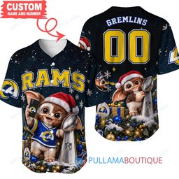 Los Angeles Rams Gremlins with Super Bowl Trophy Custom Football Jersey