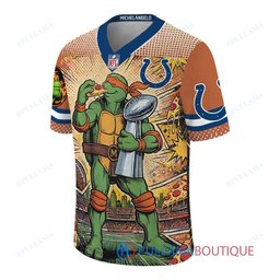 Indianapolis Colts TMNT Michelangelo with Super Bowl Trophy Retro Comic Custom Football Jersey