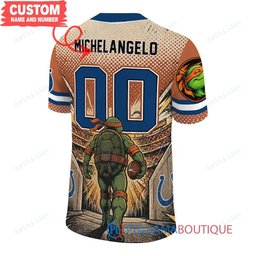 Indianapolis Colts TMNT Michelangelo with Super Bowl Trophy Retro Comic Custom Football Jersey