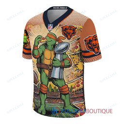 Chicago Bears TMNT Michelangelo with Super Bowl Trophy Retro Comic Custom Football Jersey