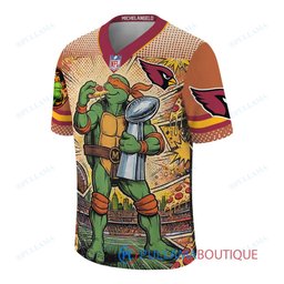 Arizona Cardinals TMNT Michelangelo with Super Bowl Trophy Retro Comic Custom Football Jersey