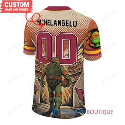 Arizona Cardinals TMNT Michelangelo with Super Bowl Trophy Retro Comic Custom Football Jersey