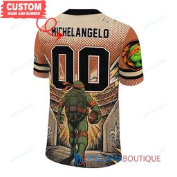 New Orleans Saints TMNT Michelangelo with Super Bowl Trophy Retro Comic Custom Football Jersey