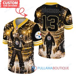 Pittsburgh Steelers Jason Voorhees Friday the 13th with Super Bowl Trophy Night Victory Custom Football Jersey