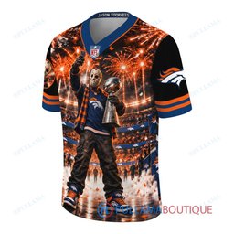 Denver Broncos Jason Voorhees Friday the 13th with Super Bowl Trophy Night Victory Custom Football Jersey
