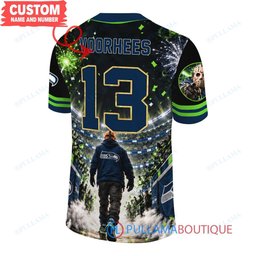 Seattle Seahawks Jason Voorhees Friday the 13th with Super Bowl Trophy Night Victory Custom Football Jersey