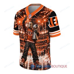 Cincinnati Bengals Jason Voorhees Friday the 13th with Super Bowl Trophy Night Victory Custom Football Jersey