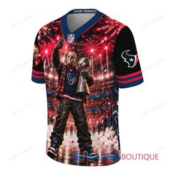 Houston Texans Jason Voorhees Friday the 13th with Super Bowl Trophy Night Victory Custom Football Jersey