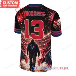 Houston Texans Jason Voorhees Friday the 13th with Super Bowl Trophy Night Victory Custom Football Jersey