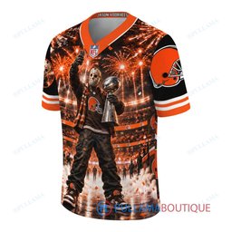 Cleveland Browns Jason Voorhees Friday the 13th with Super Bowl Trophy Night Victory Custom Football Jersey