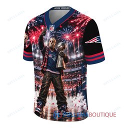 New England Patriots Jason Voorhees Friday the 13th with Super Bowl Trophy Night Victory Custom Football Jersey