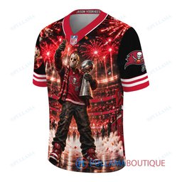 Tampa Bay Buccaneers Jason Voorhees Friday the 13th with Super Bowl Trophy Night Victory Custom Football Jersey