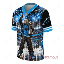 Carolina Panthers Jason Voorhees Friday the 13th with Super Bowl Trophy Night Victory Custom Football Jersey