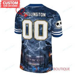 Dallas Cowboys Jack Skellington The Nightmare Before Christmas with Super Bowl Trophy Midnight Gate Custom Football Jersey