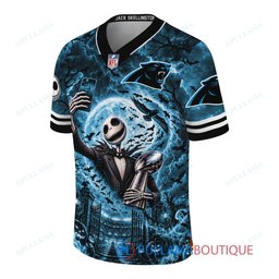Carolina Panthers Jack Skellington The Nightmare Before Christmas with Super Bowl Trophy Midnight Gate Custom Football Jersey