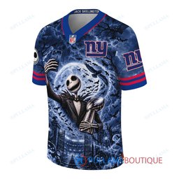 New York Giants Jack Skellington The Nightmare Before Christmas with Super Bowl Trophy Midnight Gate Custom Football Jersey